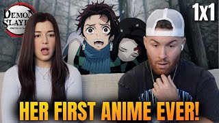 Showing My Girlfriend Anime for the First Time 😱  Demon Slayer Reaction S1 Ep 1 [upl. by Namijneb]