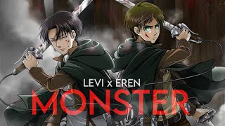 Eren x Levi  Monster  Attack On Titan • AMV  KGF 2 [upl. by Gosney854]