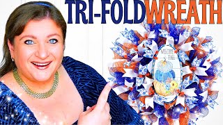 FALL in Love with This TRI FOLD Deco Mesh WREATH DIY Tutorial [upl. by Lipp]