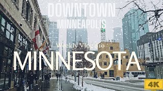 Snow Day Adventures  walking in Downtown Minneapolis In 4k walking [upl. by Beau476]