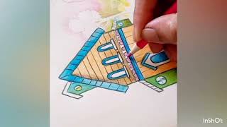 Easy Colored Pencil House in Forestfriendly Tutorial for beginners [upl. by Lorita986]