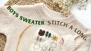 Baby Boy Nature Sweater StitchALong  Embroidered Sweater Tutorials [upl. by Cartwright]