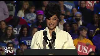 Cardi Bs Embarrassing moment while speaking in a Kamala Harris event when teleprompter stopped [upl. by Apps]