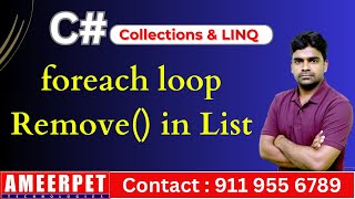 C List  foreach loop  List Remove method  Net Full Stack Training in Ameerpet [upl. by Aehtela]