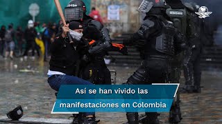 Protestas en Colombia los videos más impactantes durante los enfrentamientos [upl. by Ohcamac286]