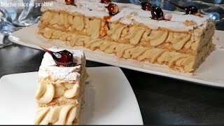 Bûche succès praliné aux noisettes  avec une crème mousseline sans gélatine au praliné [upl. by Atela432]