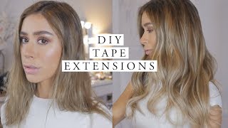 DIY TAPE IN HAIR EXTENSIONS TUTORIAL [upl. by Eillom]