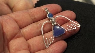 DIY Angel Pendant  How to make a silver wire wrapped Gemstone Angel Pendant [upl. by Ahsilram]