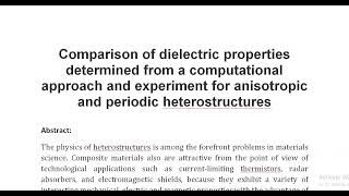 Comparison of dielectric properties determined from a computational approach and experiment for anis [upl. by Hedaza]