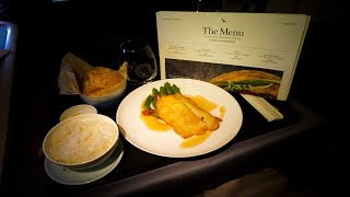 Cathay Pacific NEW Business Class Dining Service  Hong Kong to Chicago [upl. by Selry]