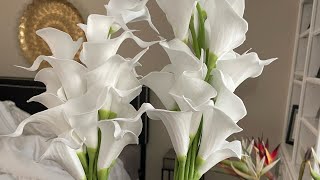 Calla lily Bridal Bouquet 💐 TUTORIAL [upl. by Yllor]