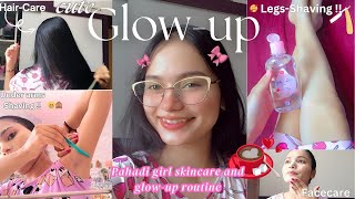 Pahadi girl Sunday GlowUp Routine 🎀  Skincare Bodycare Underarms Shaving etcpahadi [upl. by Airan]