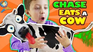 ♫ CHASE EATS A COW ♬ McDonalds Happy Meal Toys For Kids Playground Play Place FUNnel Vision Vlog [upl. by Rebmat]