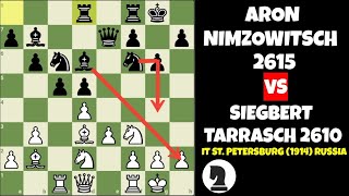 Brilliant Game Aron Nimzowitsch vSiegbert Tarrasch  It 1914 St Petersburg Russia [upl. by Richia]