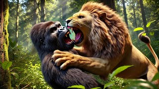 Gorilla vs Lion Part 9 gorilla lion lionfight animals kingkong motivation animation [upl. by Haidabo907]