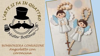 BOMBONIERE COMUNIONE fai da te tutorial  Angioletto con coroncina per maschio e femmina [upl. by Enitram]