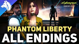 All 5 Phantom Liberty Endings  Reed Songbird Johnny V Outcomes Cyberpunk 2077 [upl. by Hendon]