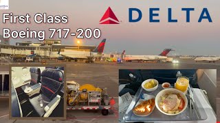 Delta Airlines First Class Review on Boeing 717200 Minneapolis  Newark [upl. by Cobbie]