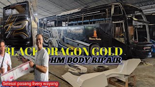 JET BUS 5 PO HARYANTOGAGAH DAN GARANG  SELESAI PASANG LIVERY WAYANGHM BODY REPAIR poharyanto [upl. by Naga]