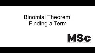 Finding a Term Using The Binomial Theorem [upl. by Atwood205]