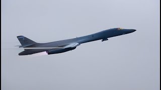 B1 departs with wing wave hd [upl. by Attiuqaj915]