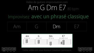 Improvisation classique Am G Dm E7  Backing Track [upl. by Let]