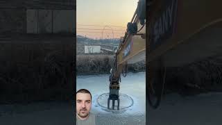 Amazing excavator cutting freezing ice on lake [upl. by Monaco857]