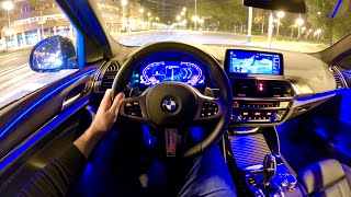 BMW X4 2021  NIGHT POV test drive pure driving amp engine sound M Sport xDrive 20d [upl. by Wenn156]