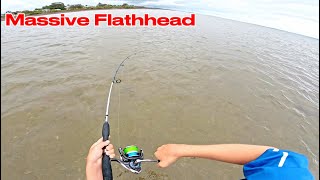 Fishing the flats for massive flathead in Hervey Bay  shark encounter [upl. by Jennings]