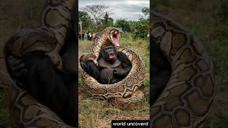 Unbelievable Fight Between Gorilla and Python Caught on Camera shorts [upl. by Omik]