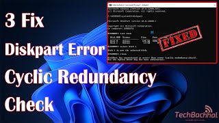 How to Fix Diskpart Error Data Error Cyclic Redundancy Check Solution [upl. by Solracesoj930]