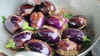 Gutti Vankaya Fry  Masala Stuffed Brinjal Recipe By 100 Years old Granny  Mastanamma  Countryfood [upl. by Einnig]