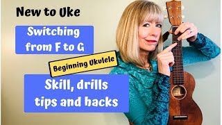 Beginning Ukulele  Switching from F to G  New to Uke Skills [upl. by Eirrotal812]