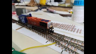 Wisselbouw testritten Handlaid N scale turnout 6 update 8824 [upl. by Noteloc]