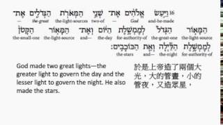 Genesis 1 Hebrew interlinear audio Bible 希伯來文聖經創世記第一章 [upl. by Eldnik]