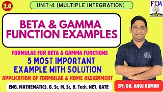 BETA GAMMA FUNCTION IMPORTANT QUESTIONS  BETA AND GAMMA FUNCTION EXAMPLES  ENGINEERING MATHEMATICS [upl. by Baniaz743]