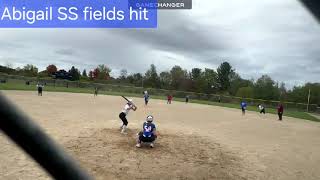 Abigail playing SS fields hit against Elite 16U Cardosa at Ferris Team Camp BR varsity field Ferris [upl. by Nisbet590]