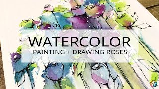 watercolor painting and drawing roses [upl. by Rajewski]