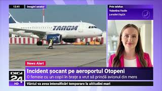 O femeie cu un copil pe pistă în timp ce avionul se pregătea de decolare pe aeroportul Otopeni [upl. by Yanarp]