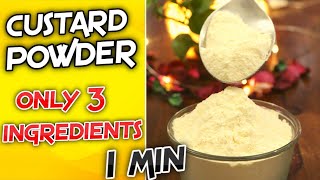 1Min Only 3 Ingredients Instant Custard Powder Recipe  No Cooking Homemade Custard Powder Eggless [upl. by Di495]