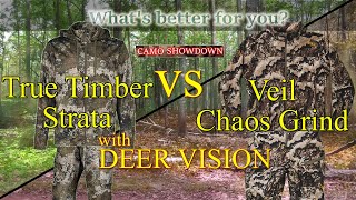 True Timber Strata Vs Veil Chaos Grind Compare hunting camo w simulated deer vision [upl. by Enyaj897]