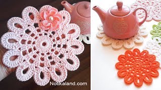 Crochet Doily EASY crochet flower doily tutorial [upl. by Rediah393]