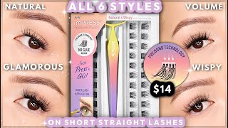 VIRAL NO GLUE PRESS ON LASHES TRYING ALL STYLES OF KISS imPRESS FALSIES [upl. by Arakihc]