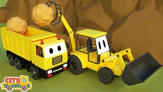 Construction Vehicles dump truck amp bulldozer build the road for kids [upl. by Pence388]