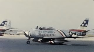 Air Force Air Show Bitburg AFB Germany 1961  Sky Blazers F86F Sabre  F100 Super Sabre  C119 [upl. by Eynenihc]