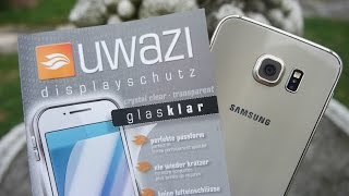 UWAZI  Samsung Galaxy S6 Glasfolie  Glasanteil  REVIEW [upl. by Sauer199]