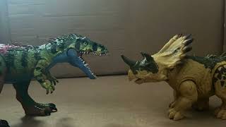 Siats Meekerorum vs Regaliceratops Dinosaur Stop Motion Animation [upl. by Akcinehs]