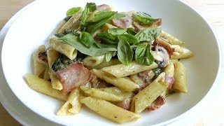 How to Make Creamy Pasta Bacon Mushroom Quick simple recipe [upl. by Assirehs]