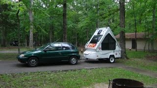 3 Cylinder Geo Metro Pulls Aliner Alite Camper [upl. by Laughry863]