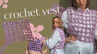 SIMPLE CROCHET VEST for BEGINNERS  sweater vest TUTORIAL [upl. by Ayetal]